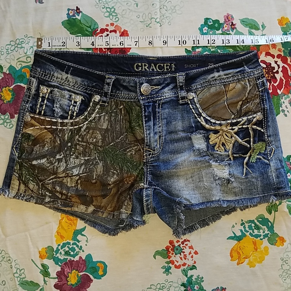 Grace in LA Camo Embroidered Shorts 29